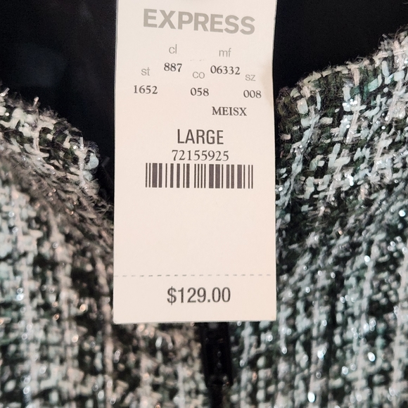 NWT $128 Express Womens Large Sparkle Long Sleeve Jacket with Zipper closure - Picture 7 of 16